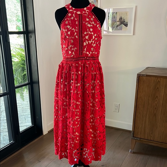 Gianni Bini Dresses & Skirts - Gianni Bini Red Lace Overlay Dress